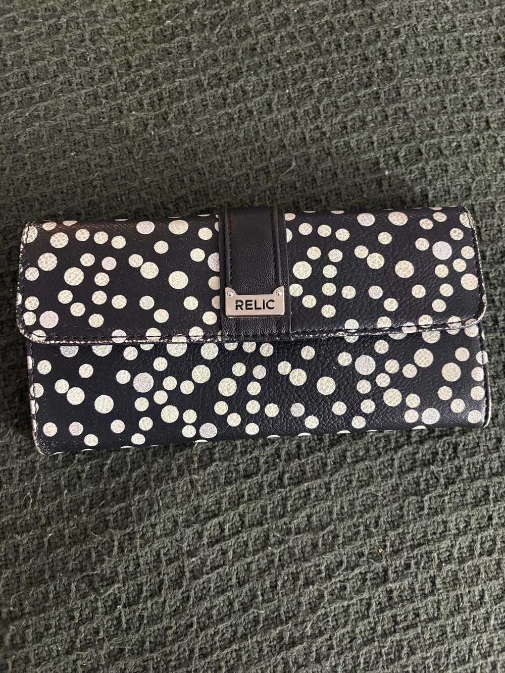 Relic by Fossil Polka Dot Black and White Long Wallet Credit Card ID Holder